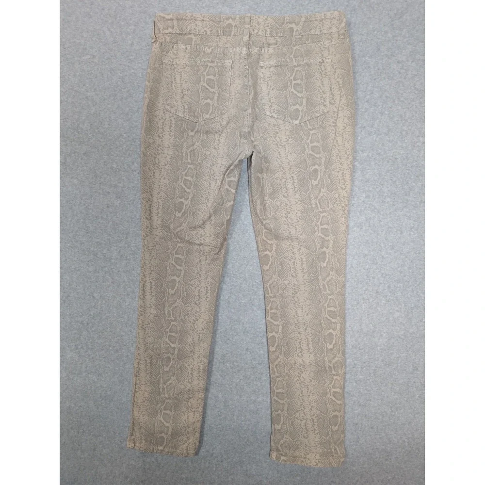 NYDJ Pants Womens 12 Beige Snakeskin Print Skinny Lift Tuck Stretch Made in USA - Picture 2 of 12